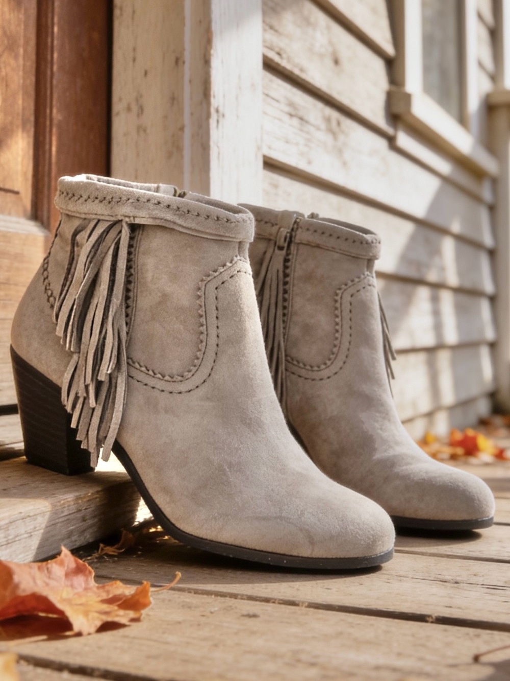 Sam Edelman Louie Fringe Ankle Boots, Light Gray